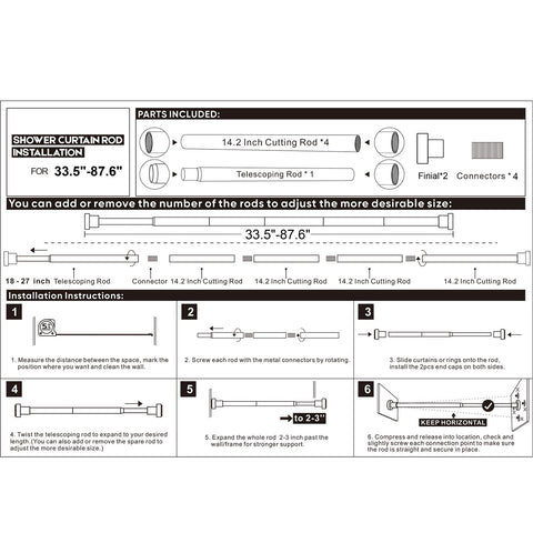 JTDTH sturdy curtain rod secures lightweight to moderate curtains up to 30 lbs