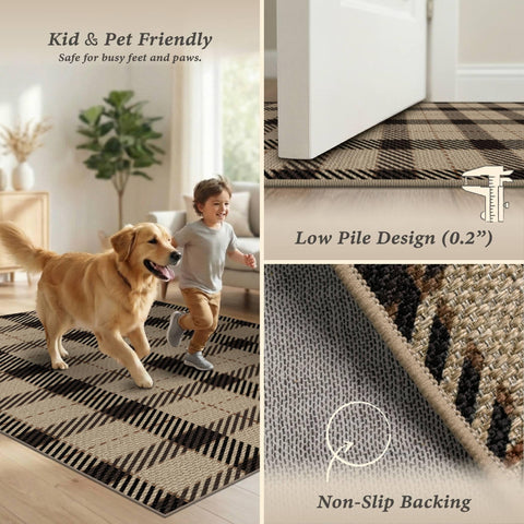 Close-up of JTJ black and tan plaid showing rustic check pattern