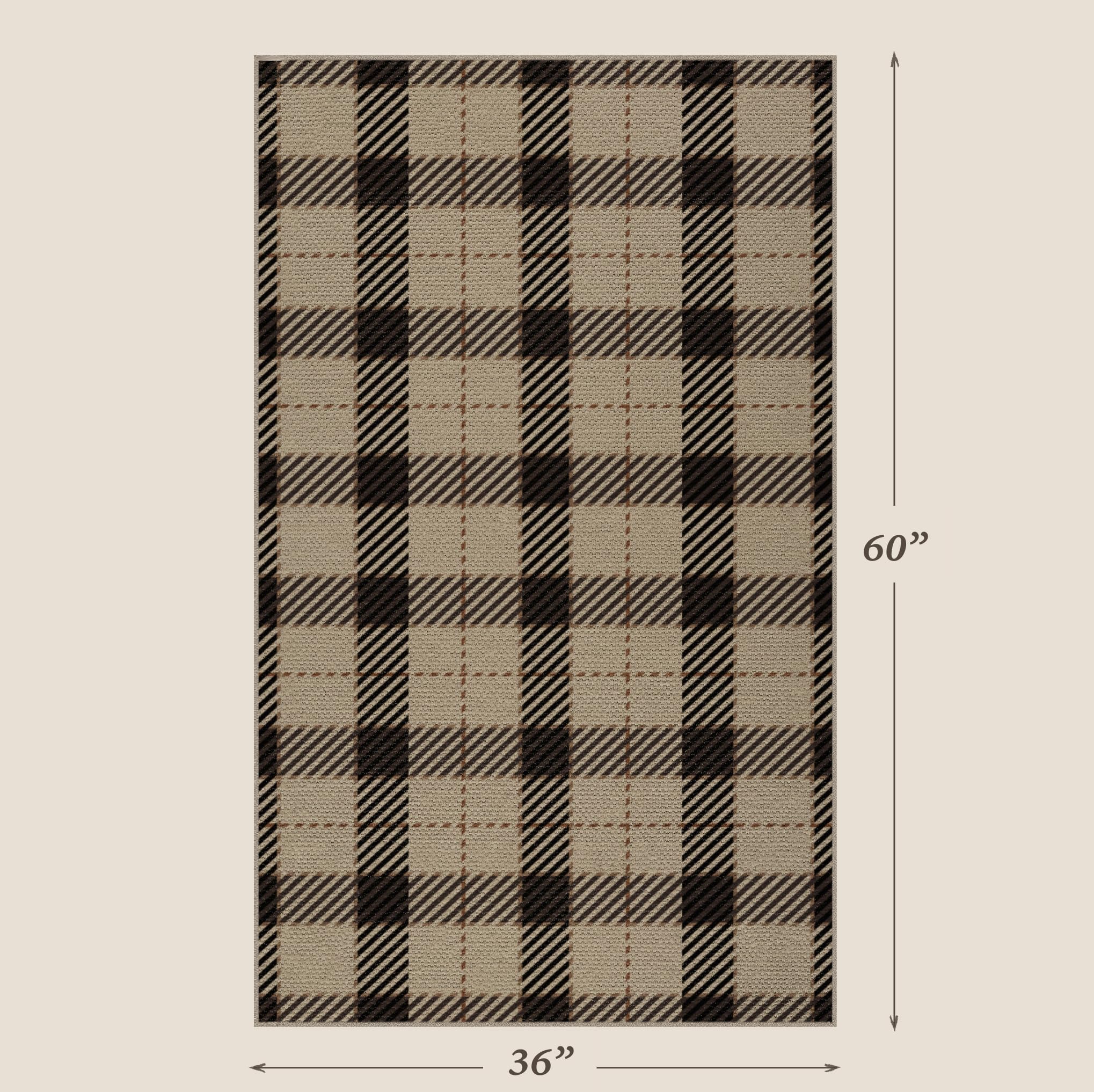 JTJ plaid rug in entryway offering easy-care convenience for daily foot traffic