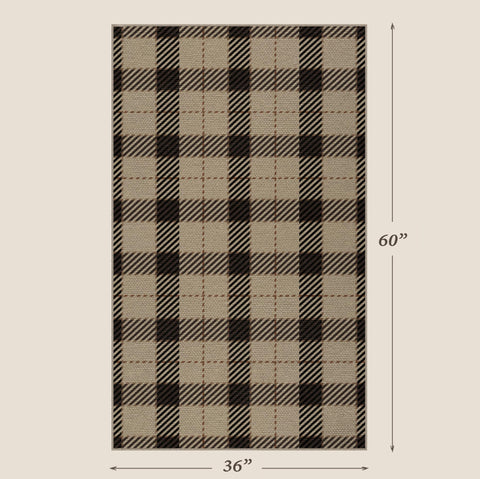 JTJ plaid rug in entryway offering easy-care convenience for daily foot traffic