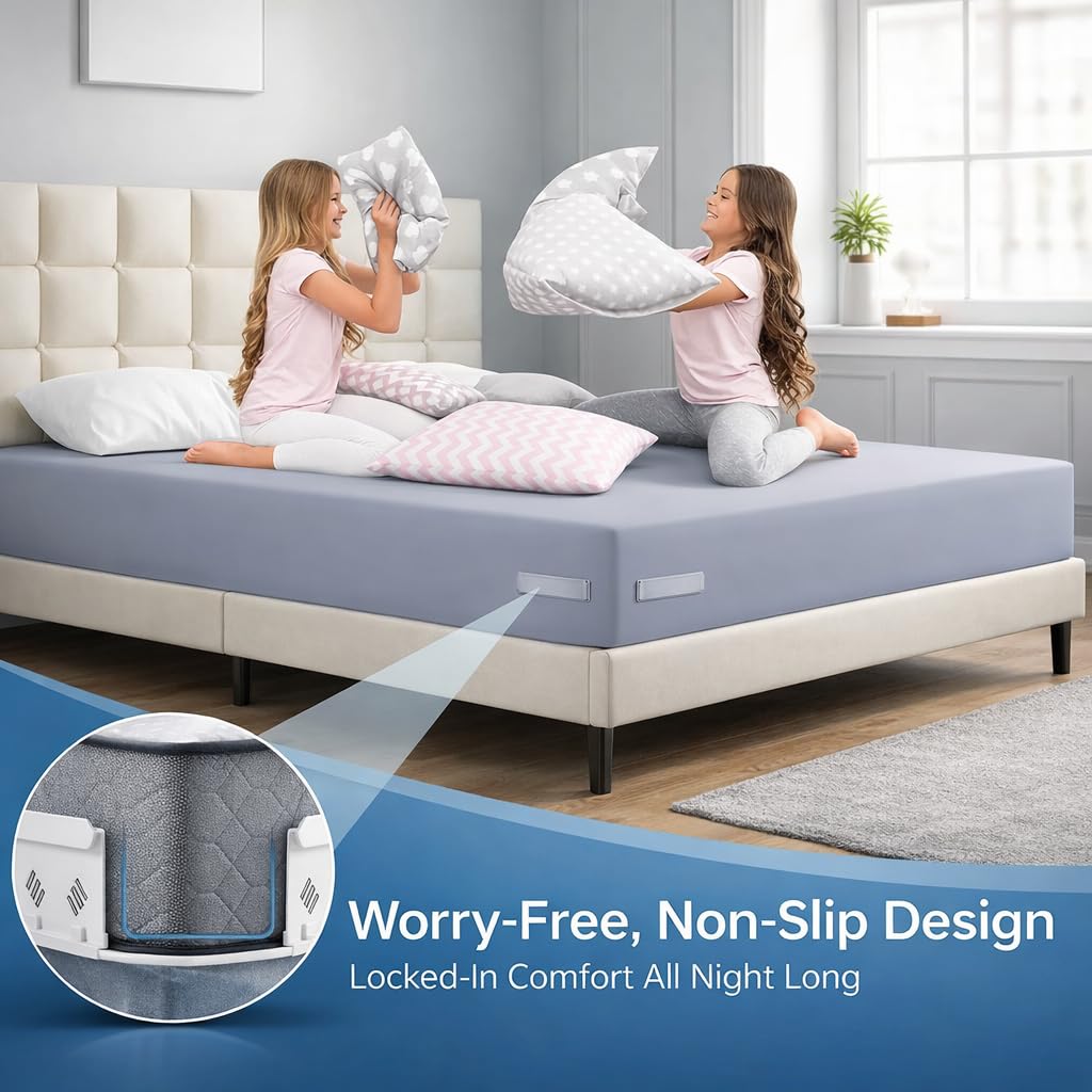 JTNFSH 4-pack fitted sheet holders keep sheets snug on any bed size.