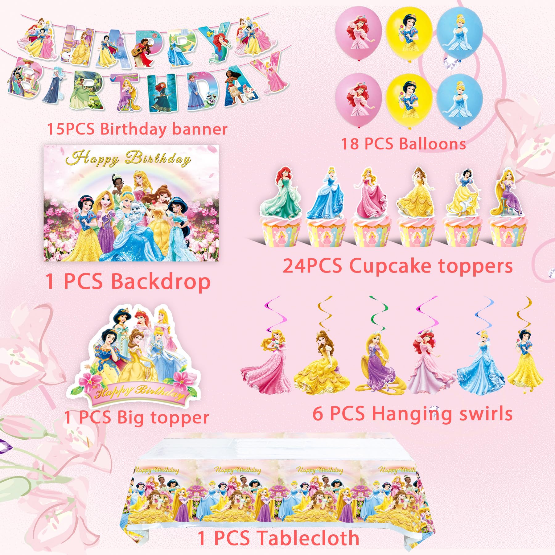 JTZHJIA princess backdrop adds color and festive atmosphere.
