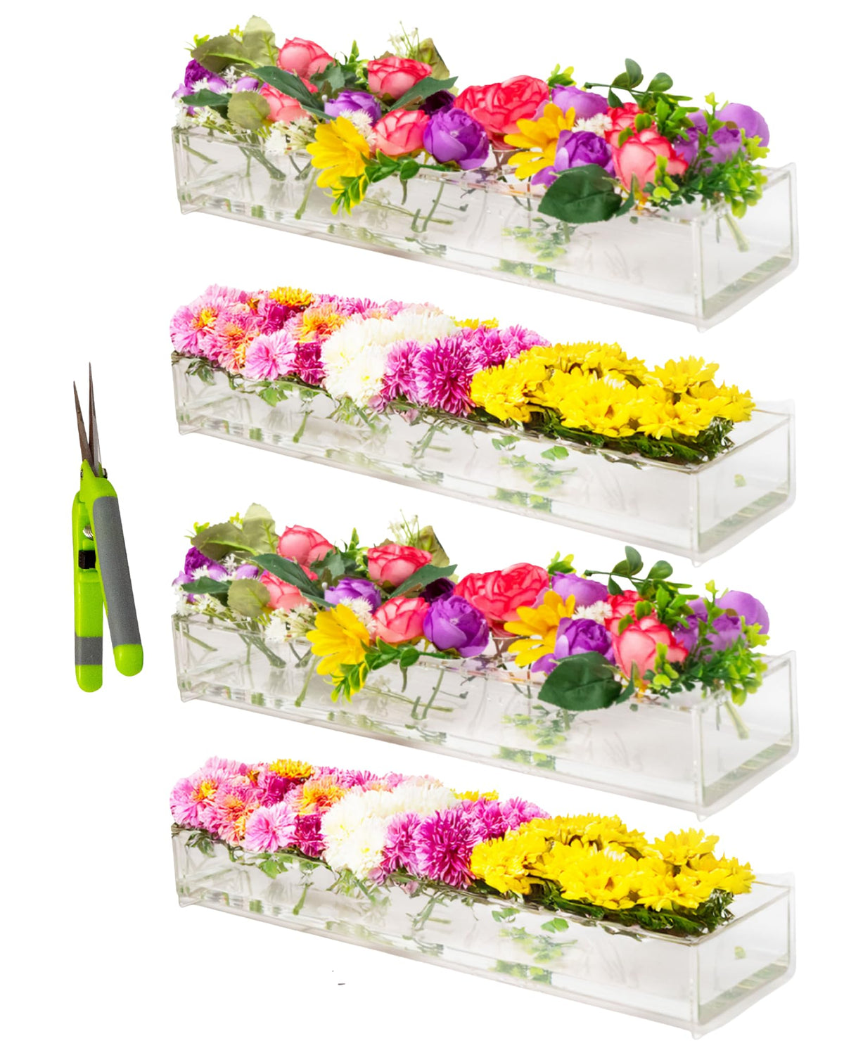JUBLYYY 4-pack rectangle vase top view showcases clear, contemporary centerpiece option for elegant weddings.