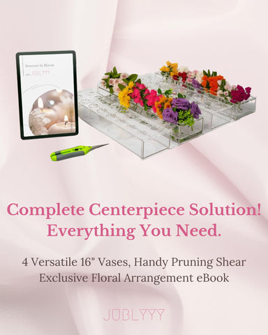 JUBLYYY rectangle vase set lid holes enables easy flower placement.