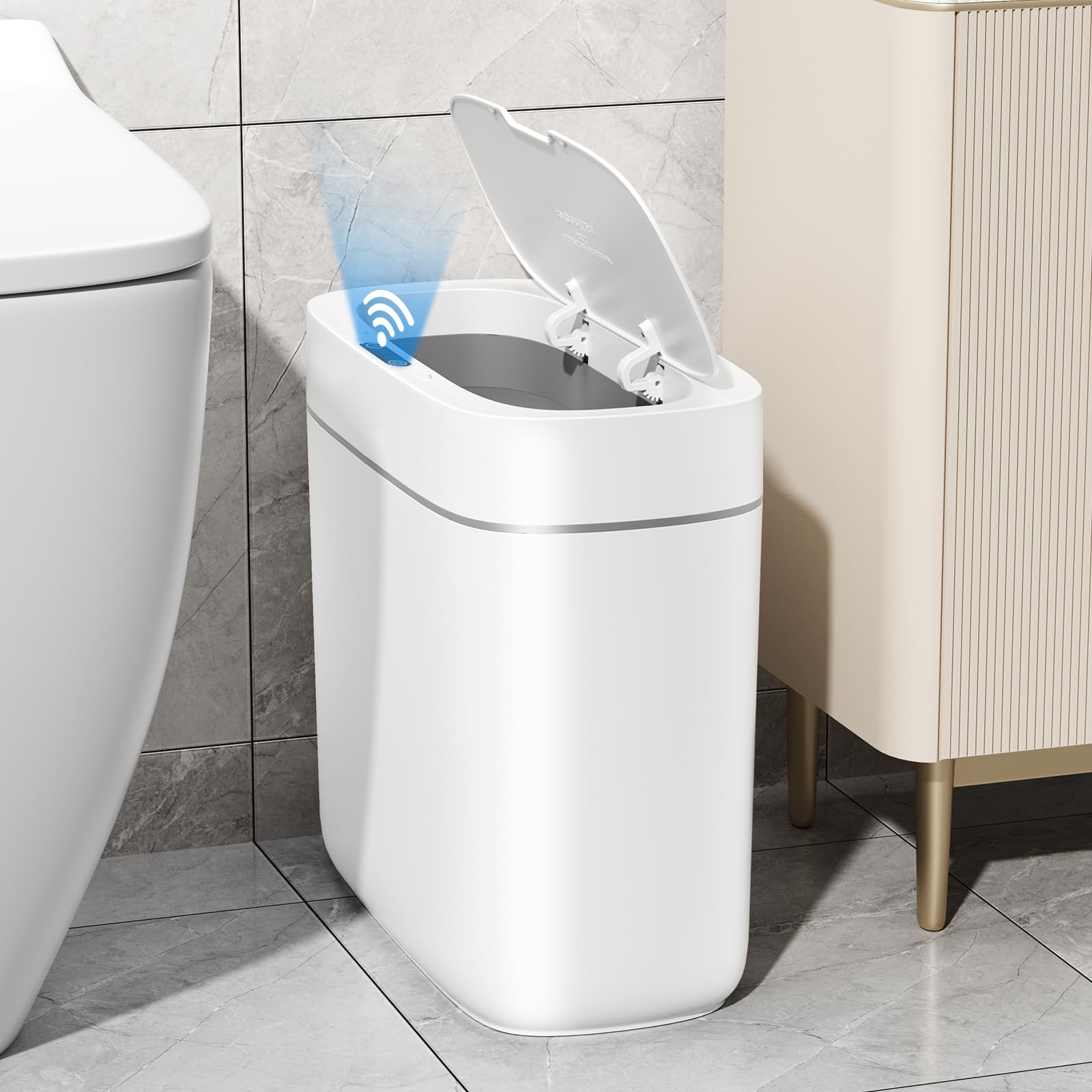 JUDRDO bathroom trash can with automatic lid for hands-free use