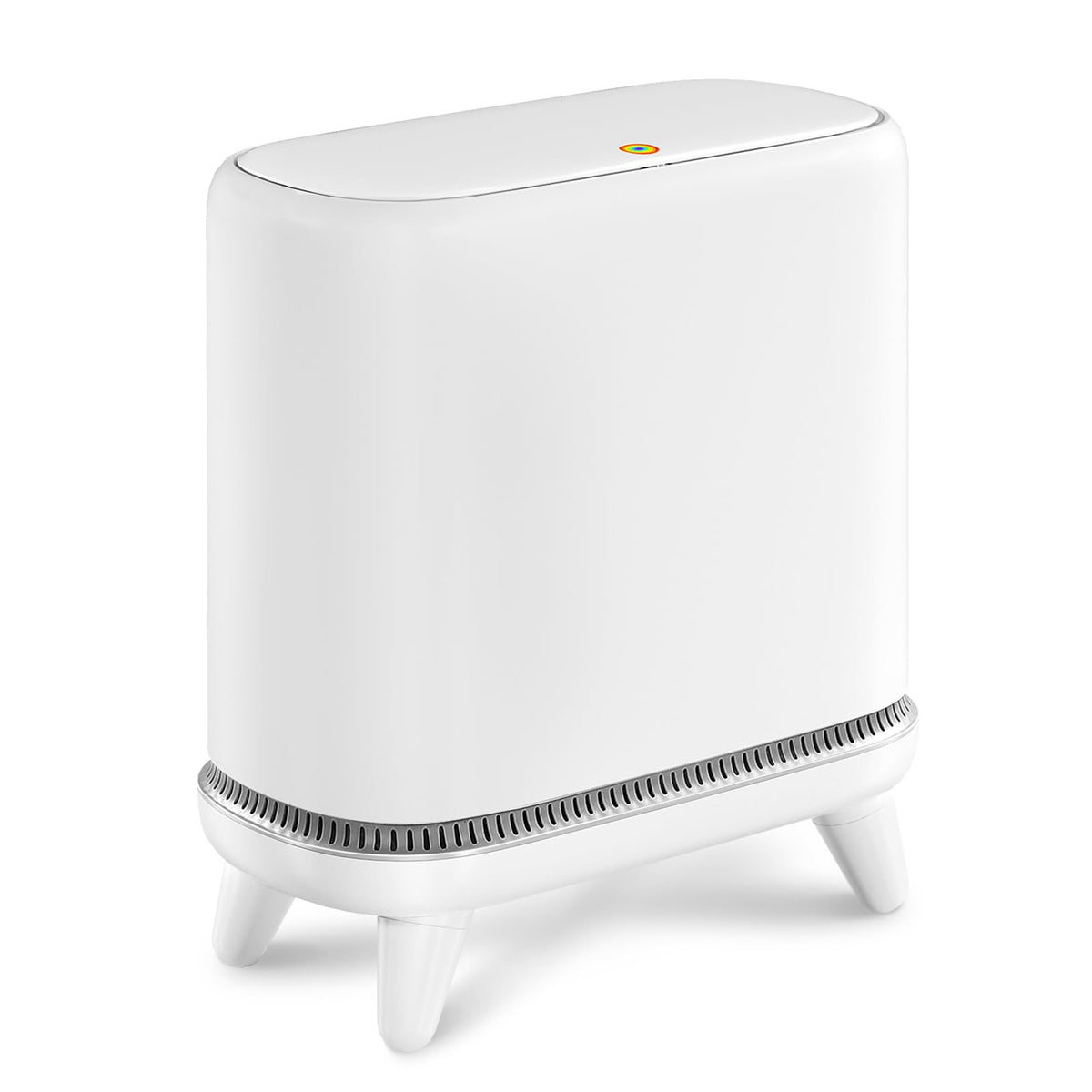 JUDRDO bathroom trash can with lid press top for quick disposal and hands-free convenience.