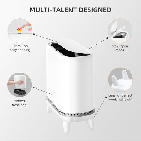 JUDRDO odor-free design trash can helps keep room fresh in busy spaces.