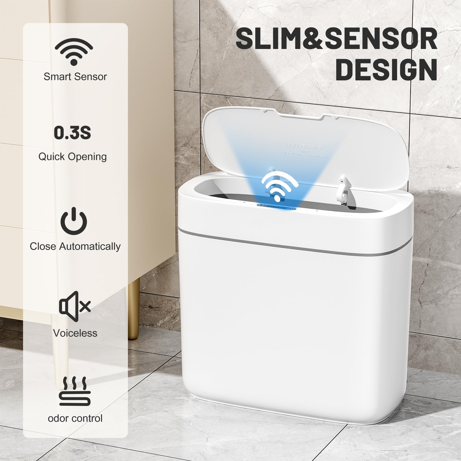 JUDRDO slim 3-5 gallon bin fits narrow bathroom spaces