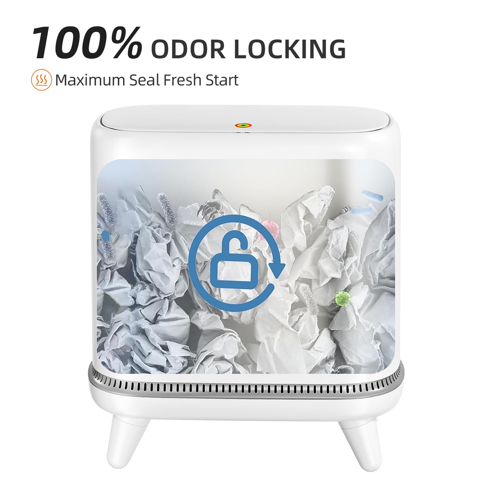 JUDRDO three-point-two-gallon trash bin fits narrow spaces while hiding inner bag.