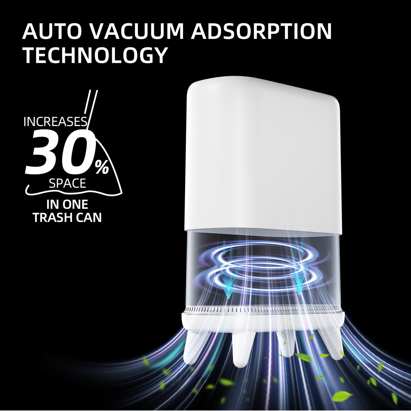 JUDRDO vacuum adsorption technology bin showing efficient storage and bag replacement.