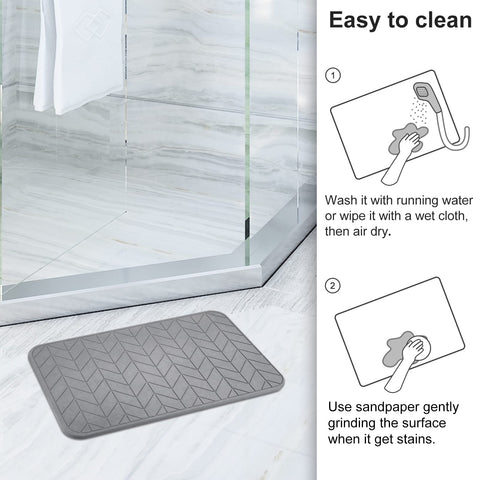 JUERLEN 24x16-inch mat fits standard showers and helps floor stay dry.