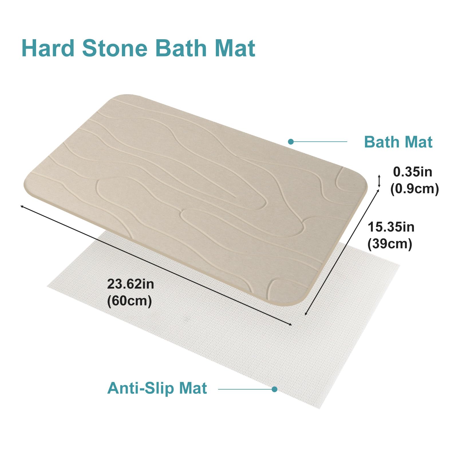 JUERLEN anti-slip rubber underlay provides stable footing on tile floors.
