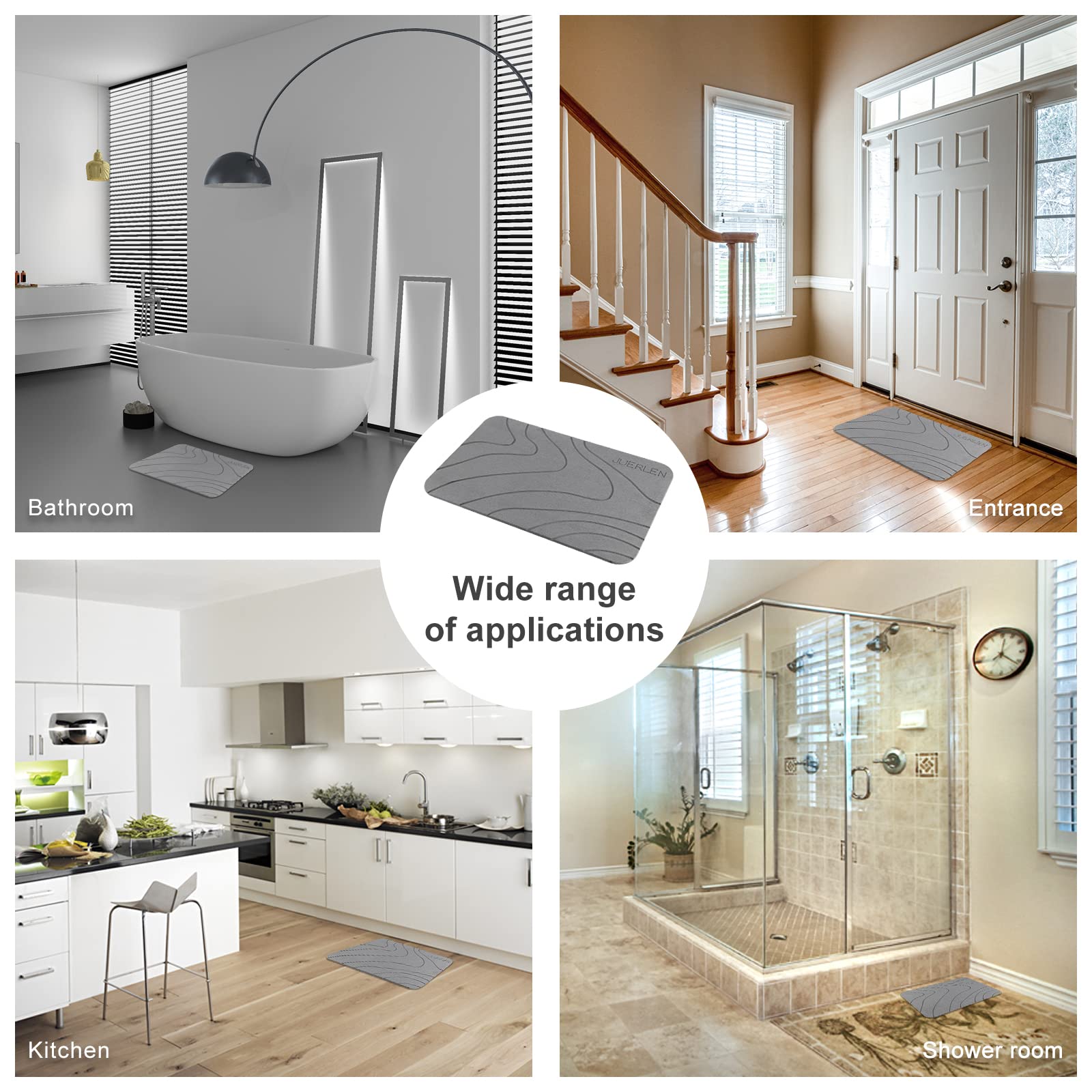 JUERLEN grey wave design in bathroom ambience improves decor and dryness.