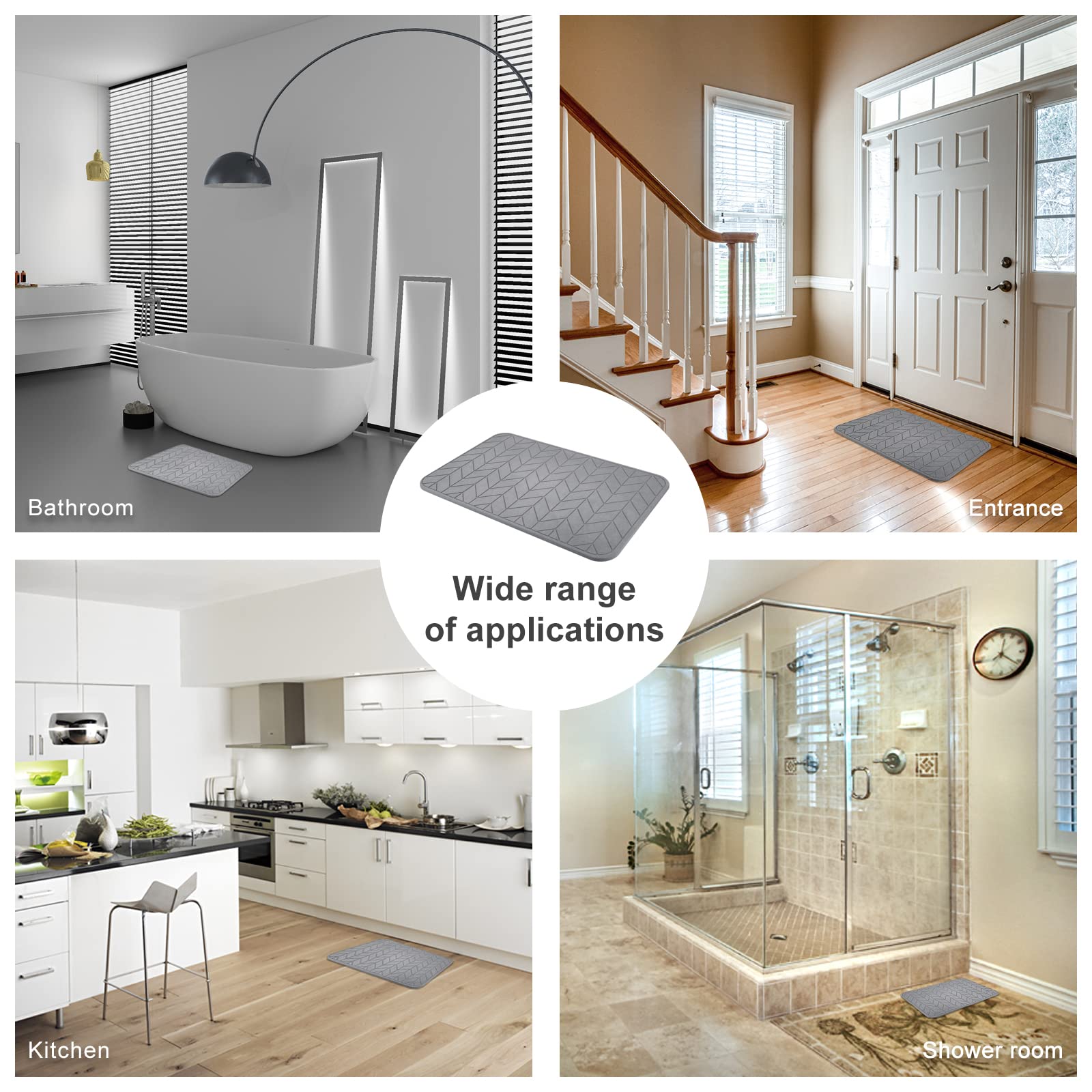 JUERLEN bath mat complements bathroom decor with a contemporary arrow design.