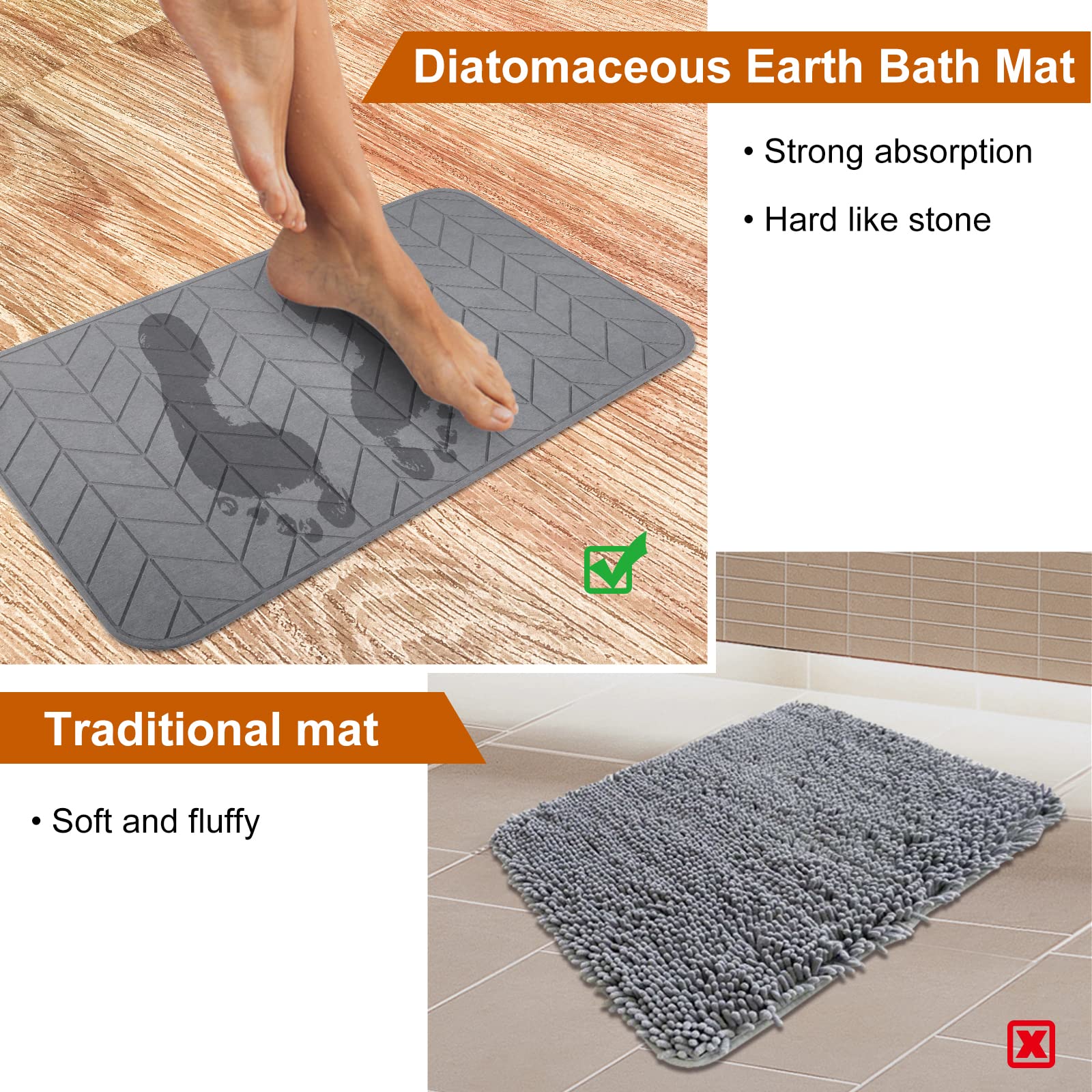 JUERLEN easy-clean bath mat: rinse or wipe away stains.