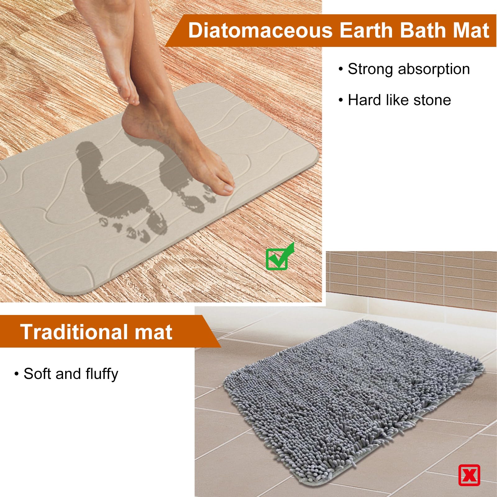 JUERLEN fast-drying diatomite performance helps keep floors dry after showers.
