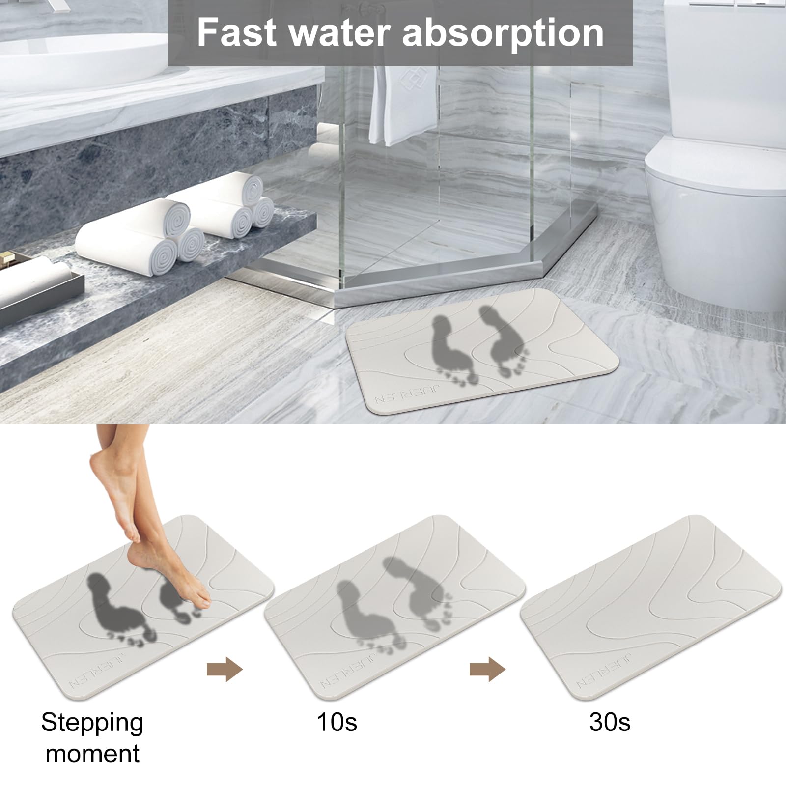 JUERLEN pallid wave design bath mat adds modern style while absorbing water