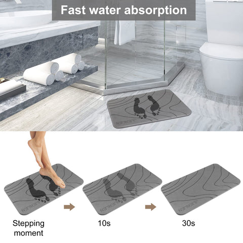 JUERLEN quick-drying diatomaceous mat demonstrates fast moisture evaporation.