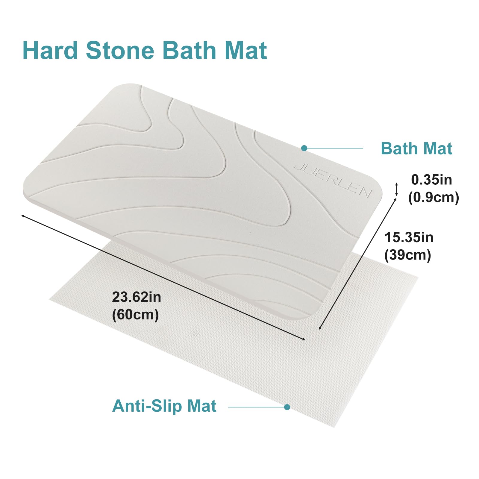 JUERLEN stone bath mat nonslip keeps bathroom floors dry and safe