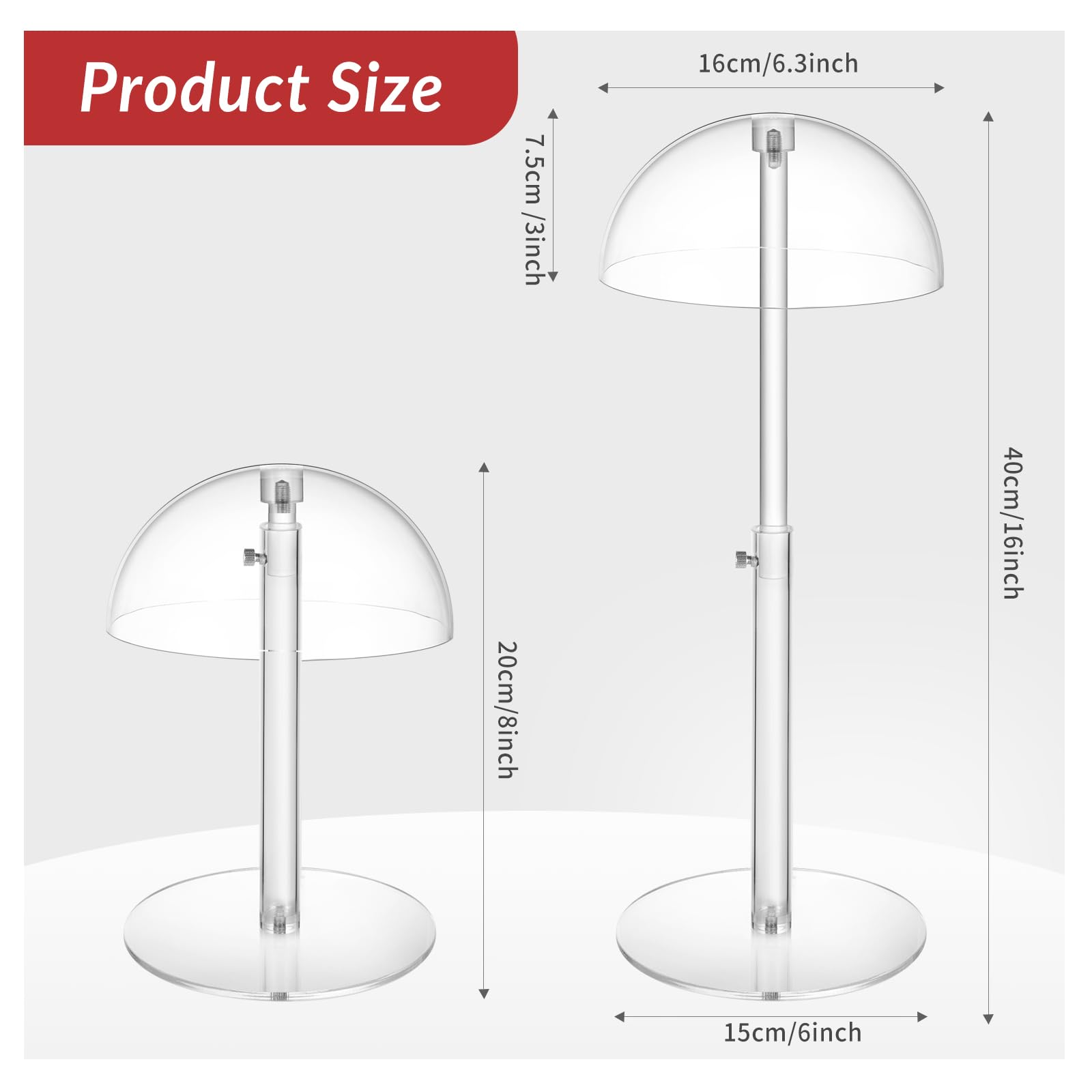 JUESHA clear acrylic hat holder protects hats from metal contact during display.
