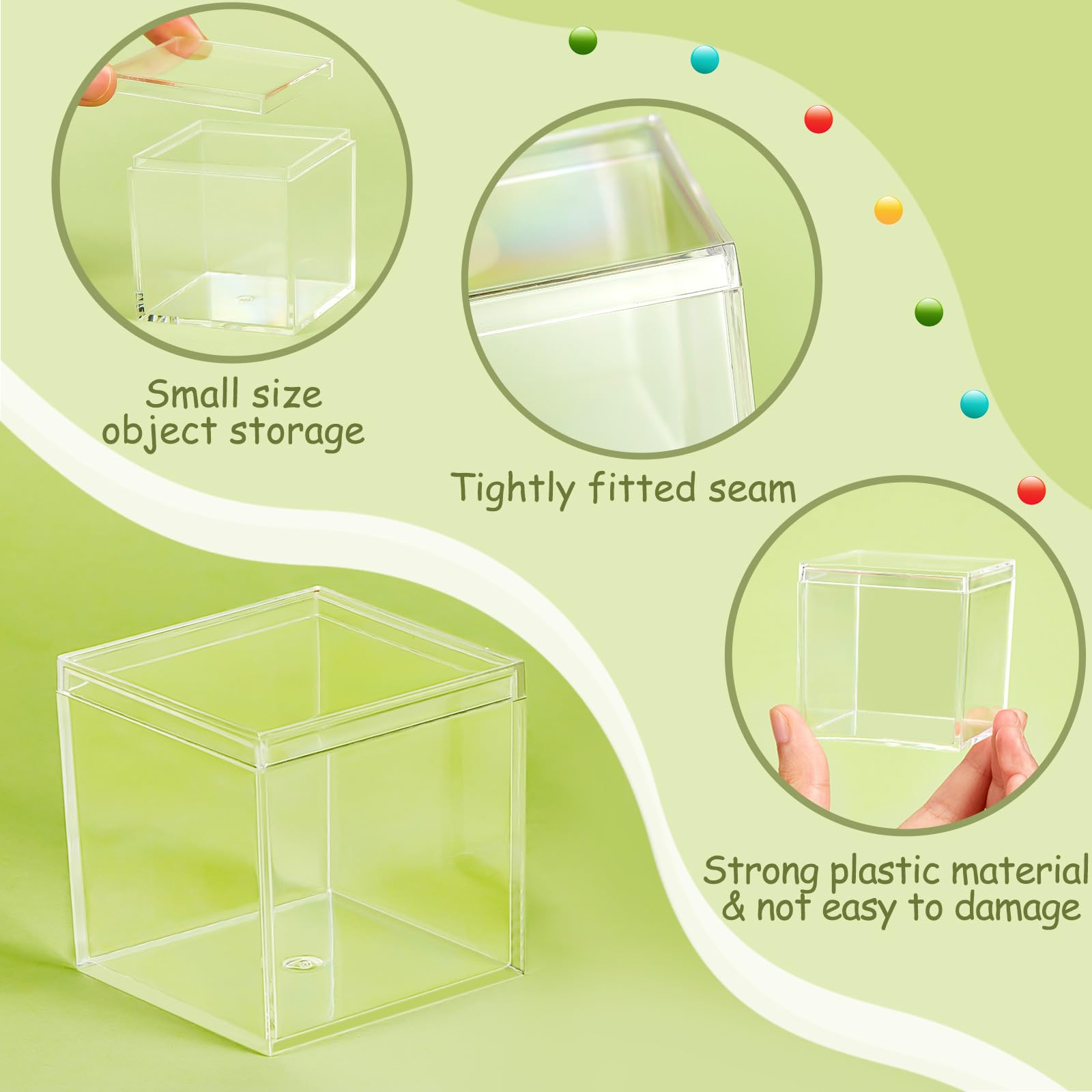 Juexica acrylic cube container with seal keeps items protected