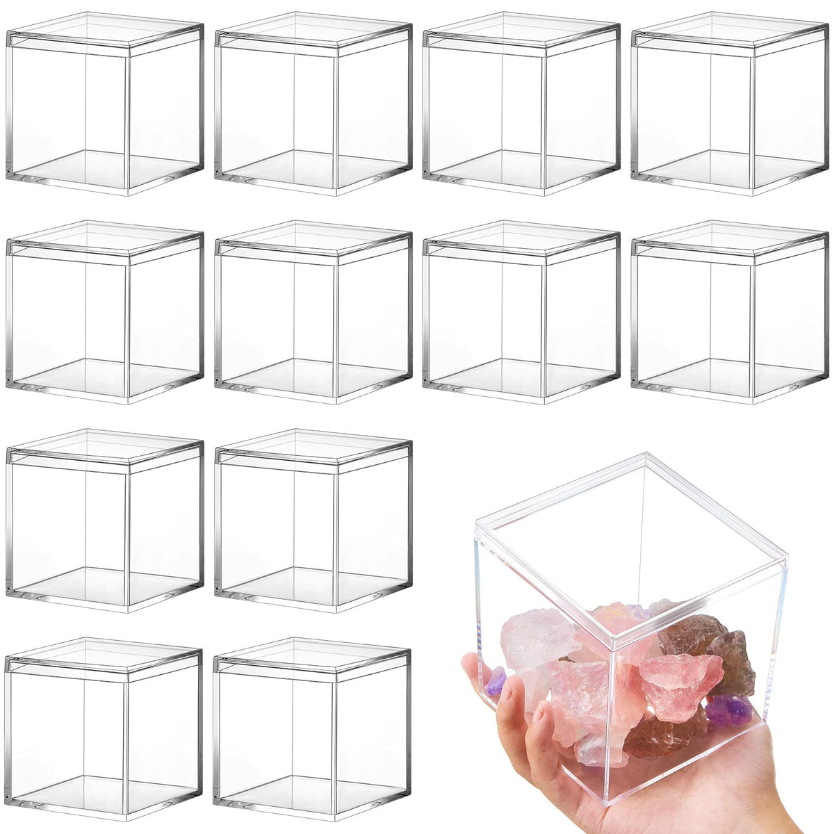 Juexica clear acrylic box with lid for organized storage and display