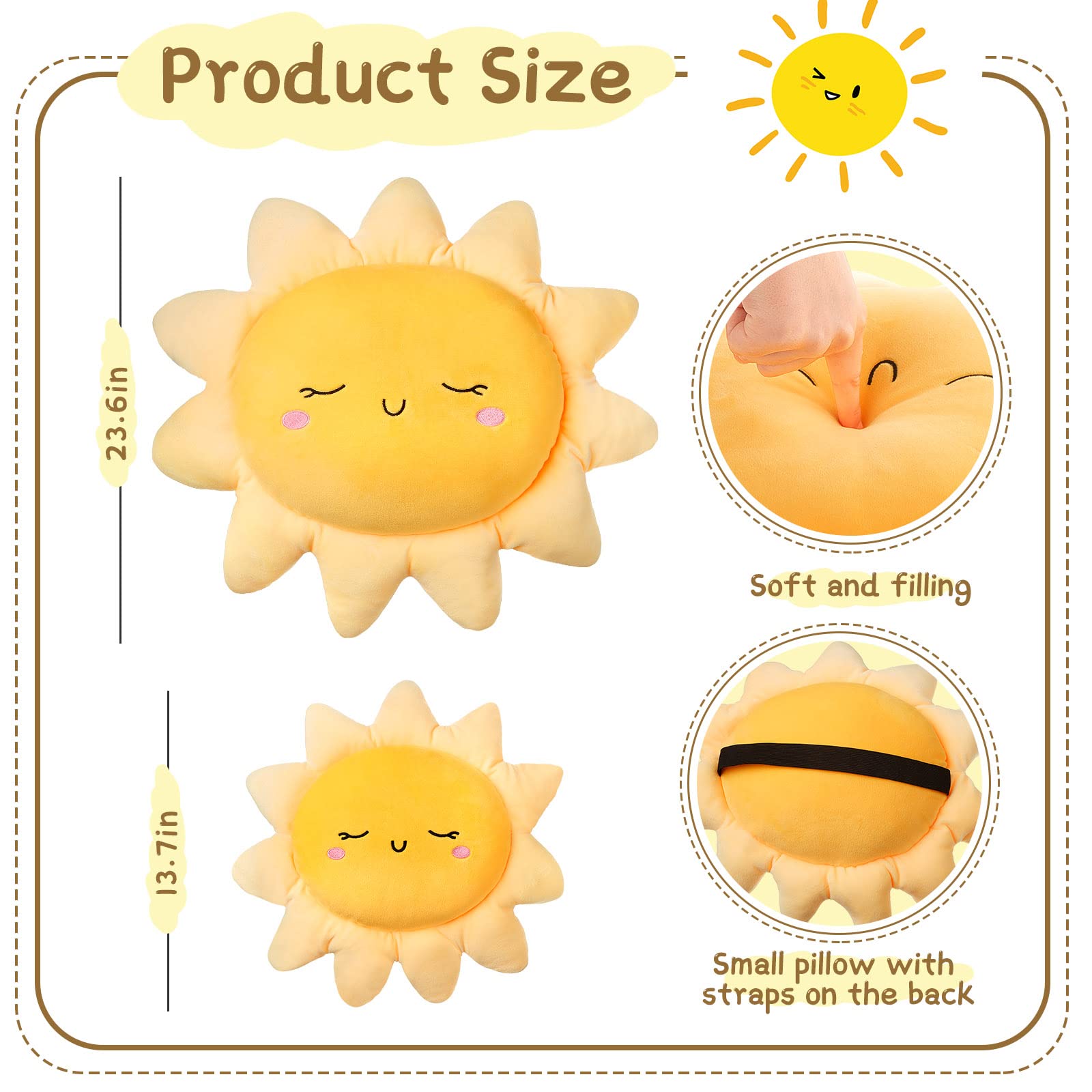 Juexica sun pillow 60cm for sofa and bed embellishment.
