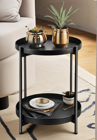 JuheBoxia two-tier table lower shelf storage for magazines and remotes