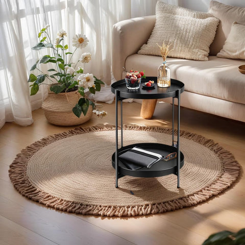 JuheBoxia foldable round side table beside couch for convenient surface