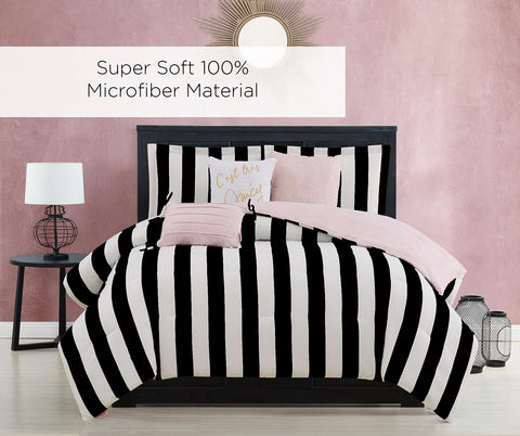 Juicy Couture Cabana Stripe flange sham adds coordinated layering to the bed.