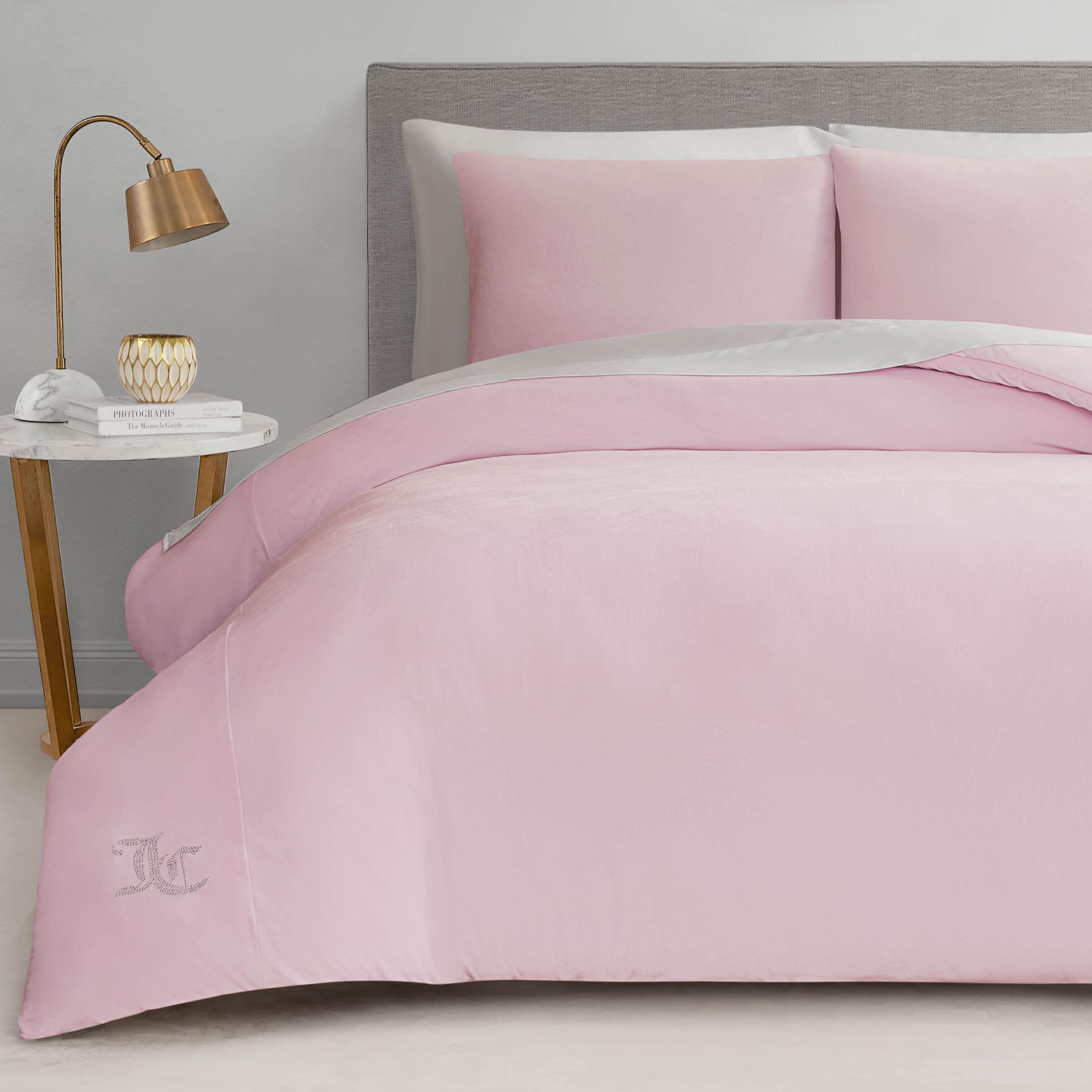 Juicy Couture Marshmallow Pink Velour Comforter close-up shows plush warmth for cozy nights