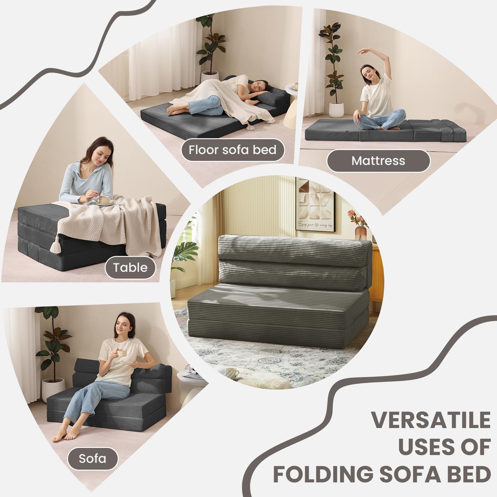 High-density foam cushion for JUIKURY foldable chair bed provides support