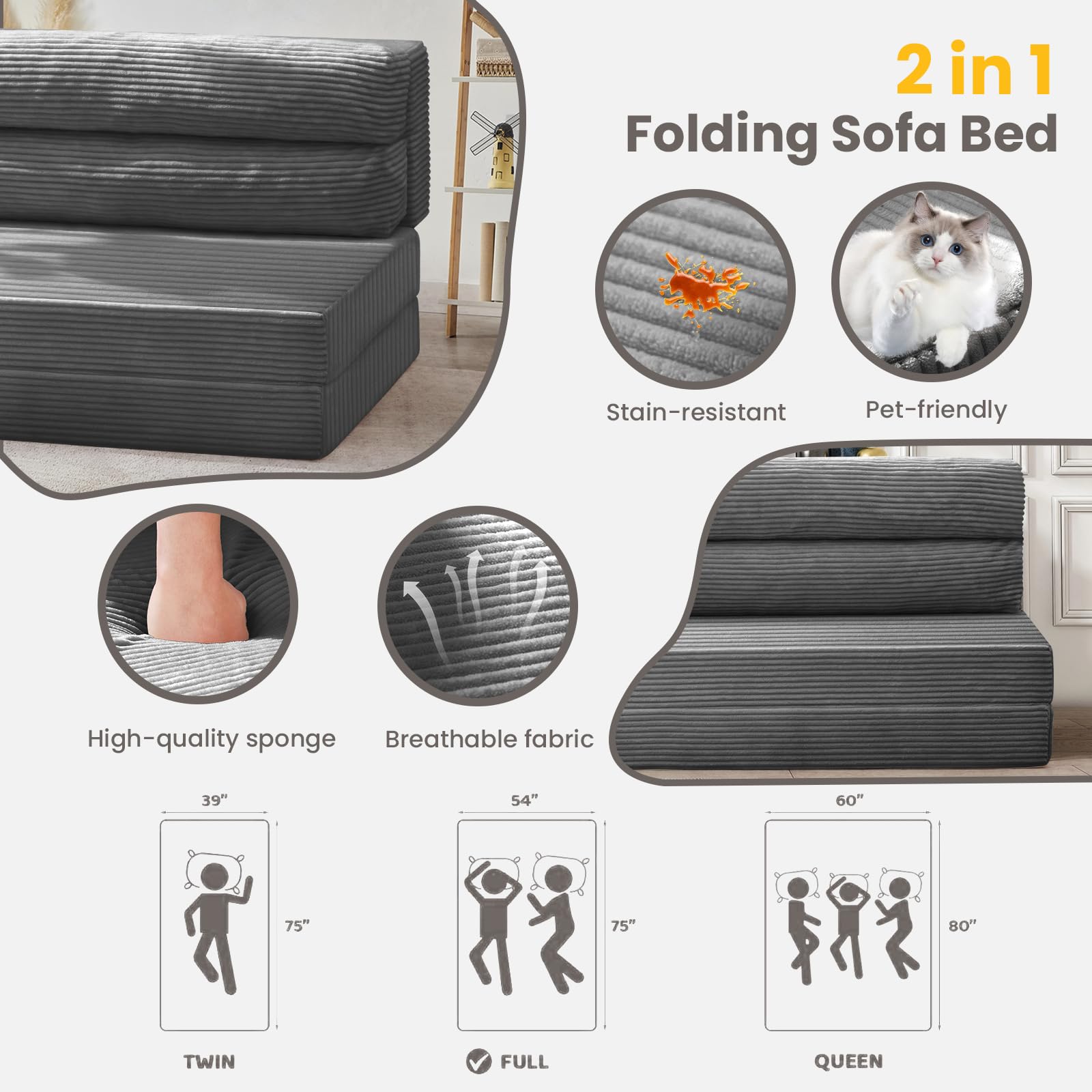 No-assembly setup of JUIKURY folding sofa bed saves time