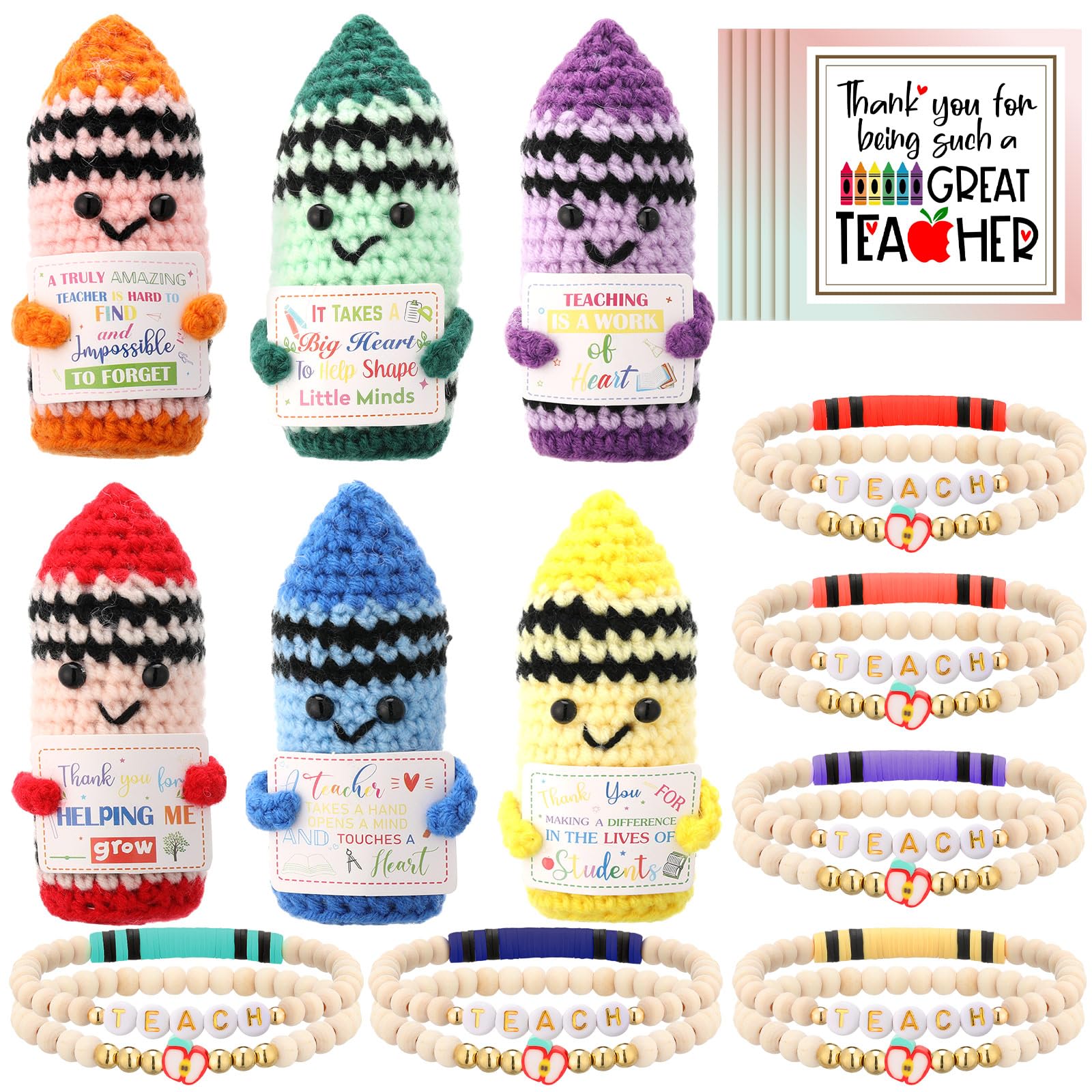 Juinte 6-set teacher appreciation crayon crochet dolls collection decorates desks