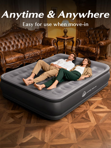 JUITOY Queen air mattress has a water-resistant surface easy to clean after outdoor use.
