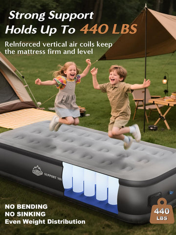 JUITOY Twin Air Mattress constructed from tear-resistant PVC for lasting durability.