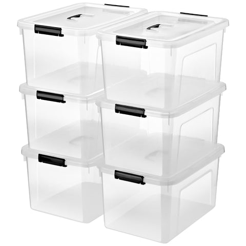JUJIAJIA 19qt bin with lids, stackable for compact storage and easy organization.