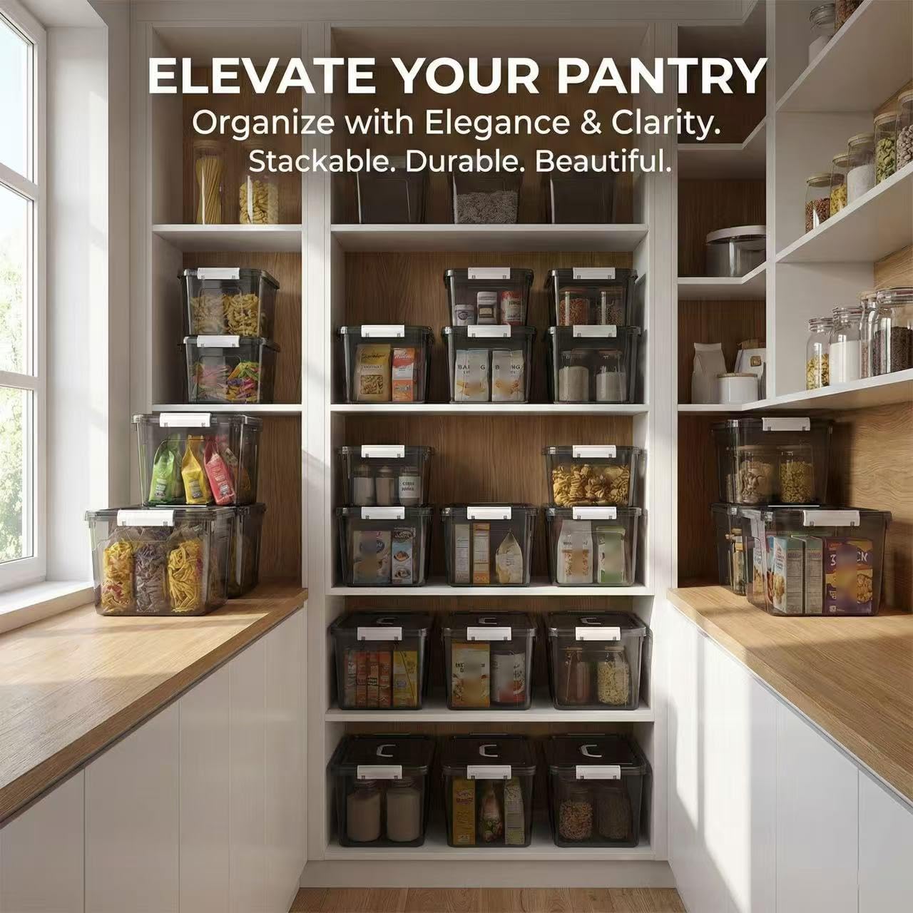 JUJIAJIA pantry bin for snacks and everyday essentials.