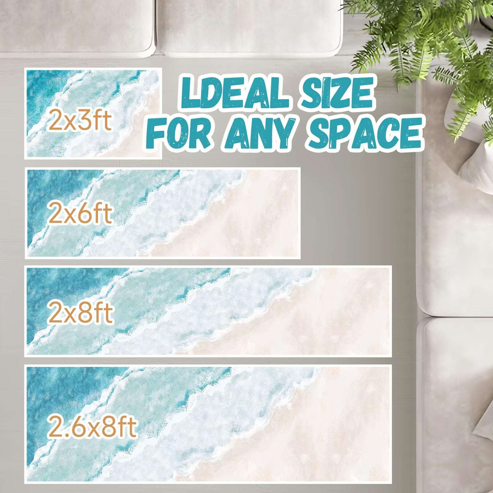 JUKAMO Hand-painted Wave Pattern Rug adds coastal charm to living spaces.