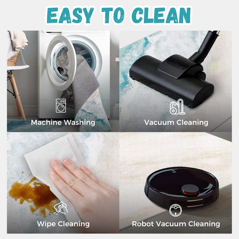 JUKAMO Non-slip backing keeps the rug in place during daily tasks.