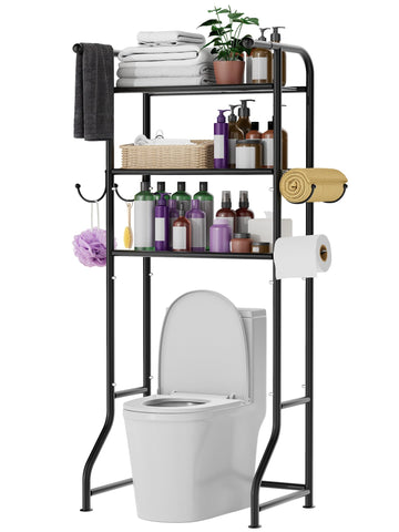 JUKAMO over-toilet storage three-tier front view for organized bathroom space