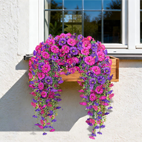 Julako four-pack fake flowers provide full coverage for garden and fences.