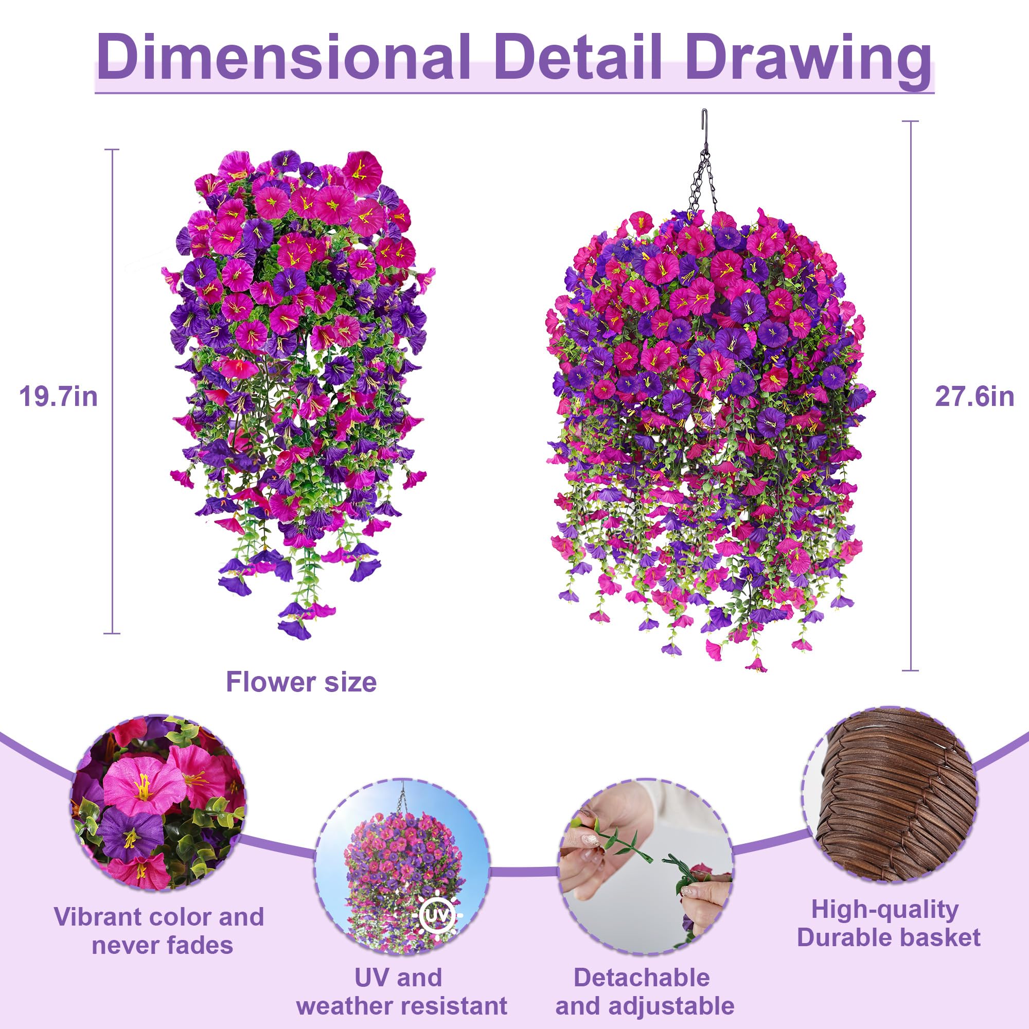 Julako UV-resistant faux flowers resist fading in sun and rain.