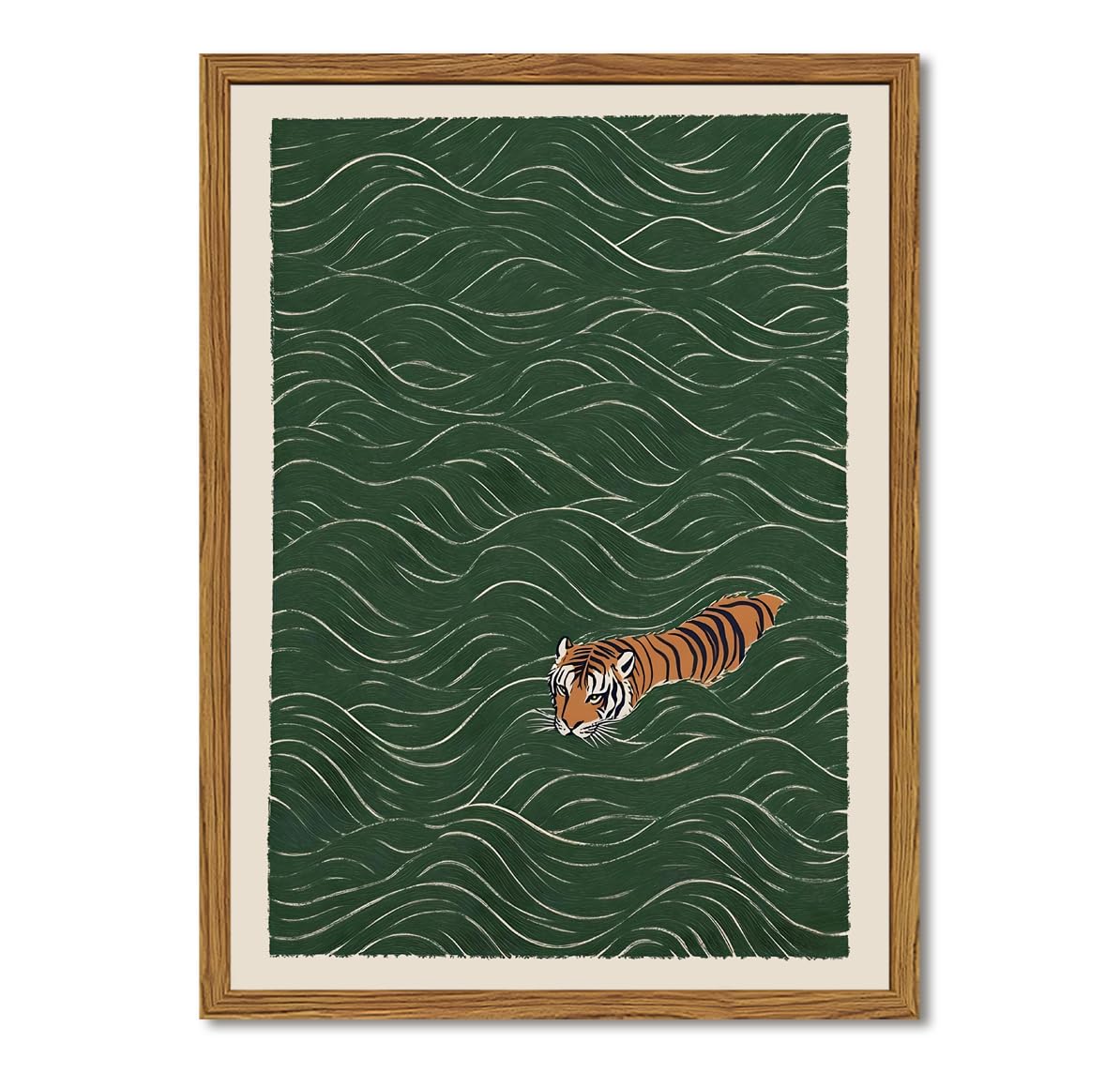 Julaydi framed Japanese tiger wall art swimming tiger enhances living spaces.