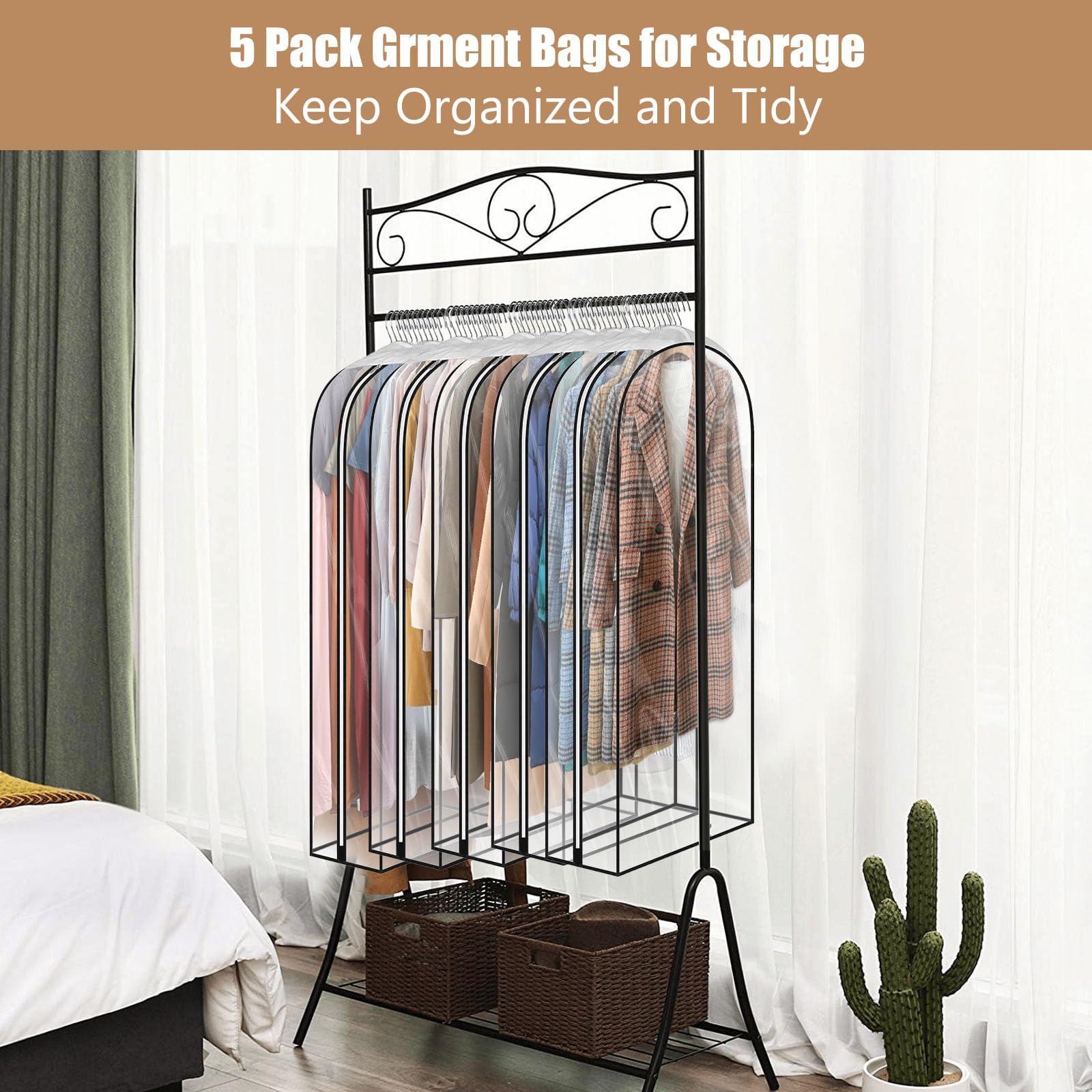 JUMBO FILTER garment bag protects coats and gowns on racks and in wardrobes.