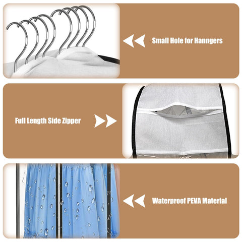 JUMBO FILTER long dress storage bag preserves length and shape on hangers.