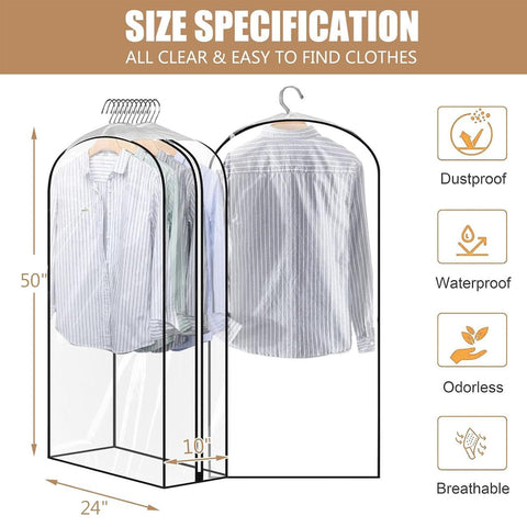 JUMBO FILTER garment bag with side zipper for easy access to clothes.