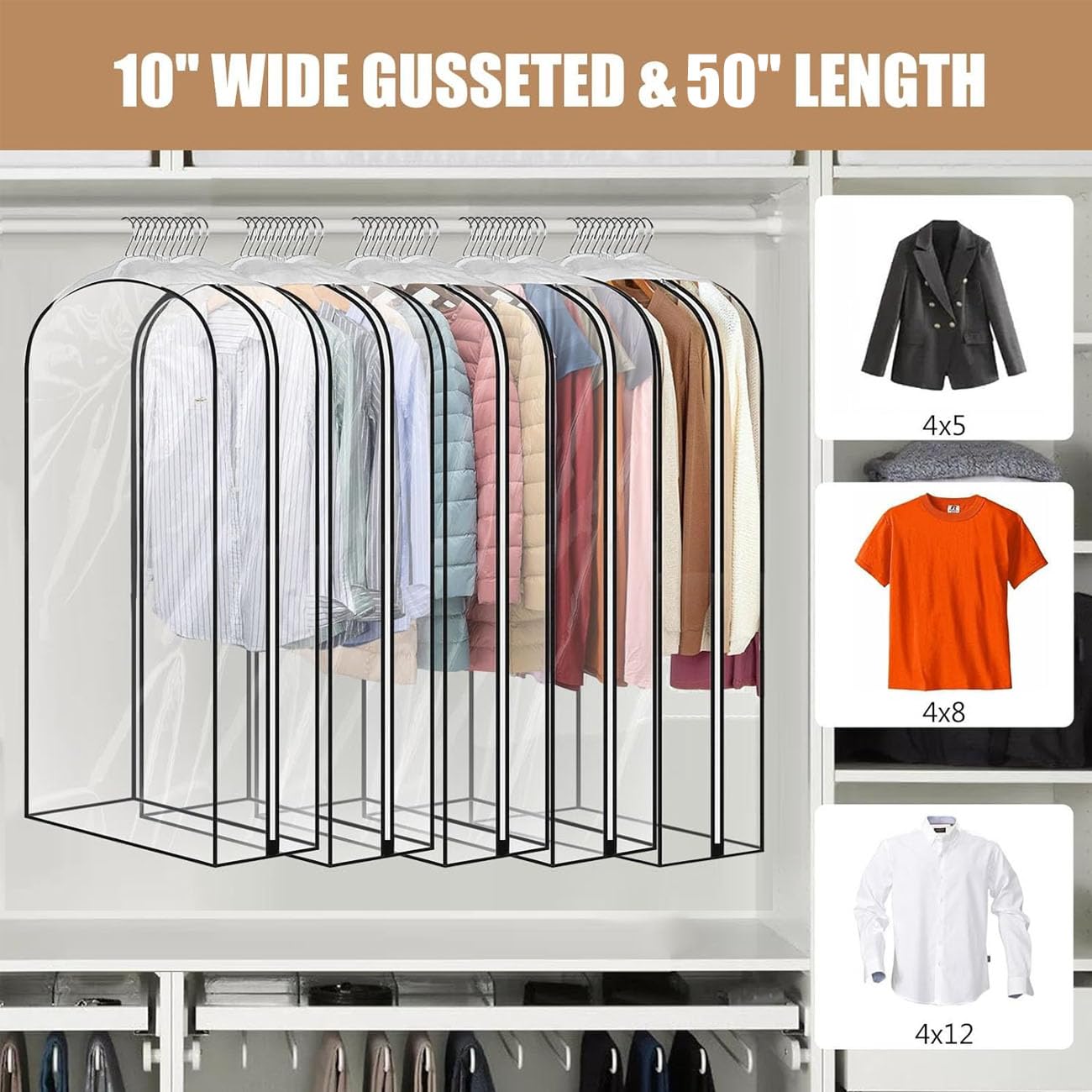 JUMBO FILTER waterproof PEVA garment bag keeps contents dry and visible.