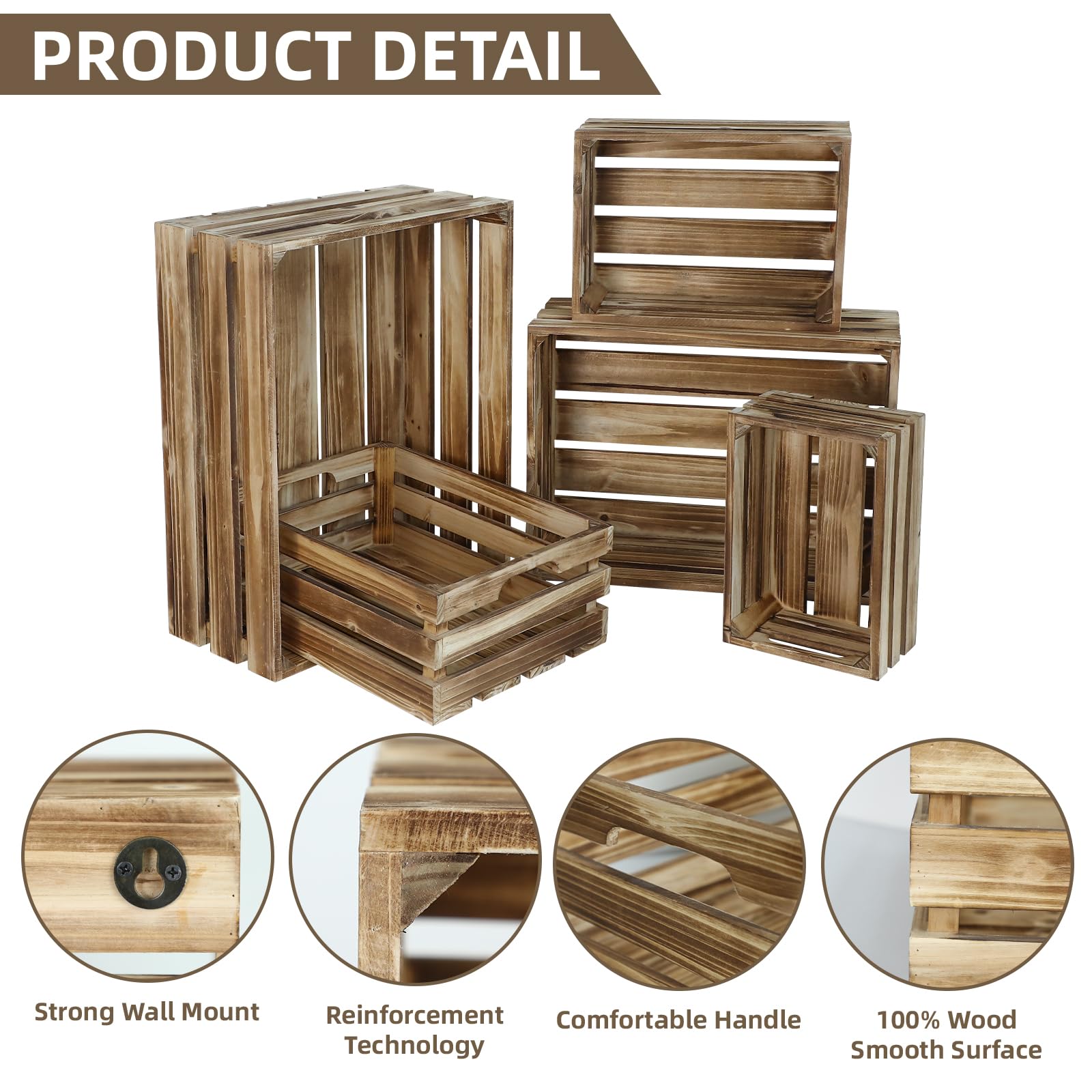 Five crate nesting system with integral handles for easy transport and arrangement.