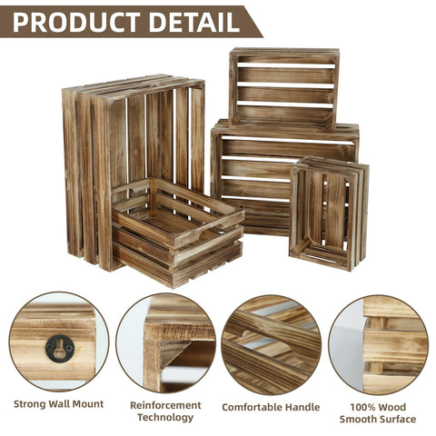 Five crate nesting system with integral handles for easy transport and arrangement.